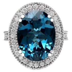 Topaz 14K White Gold Diamond Ring