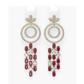 11.72 ctw Ruby & Diamond Earrings 18K Yellow Gold
