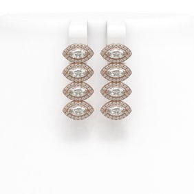 4.52 ctw Marquise Cut Diamond Micro Pave Earrings 18K Rose Gold
