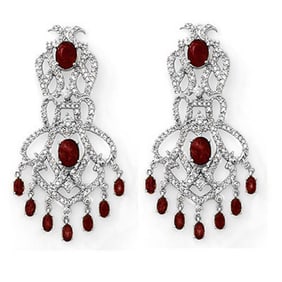 17.50 ctw Ruby & Diamond Earrings 14k White Gold