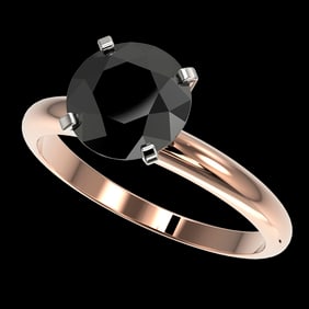 2.50 ctw Fancy Black Diamond Solitaire Engagment Ring 10k Rose Gold