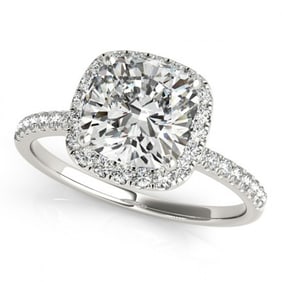 Natural 1.33 ctw Cushion Diamond Halo Ring 14k White Gold