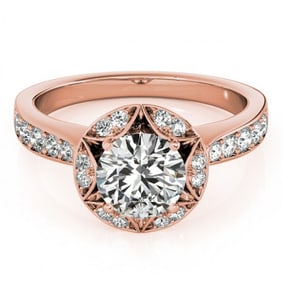 1.5 ctw Certified VS/SI Diamond Halo Ring 18k Rose Gold