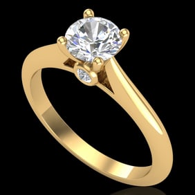 0.83 ctw VS/SI Diamond Solitaire Art Deco Ring 18k Yellow Gold