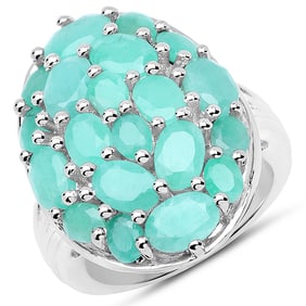 5.48 CT Genuine Emerald 14K White Gold Ring
