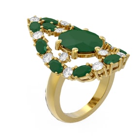 12.63 ctw Emerald & Diamond Ring 18K Yellow Gold
