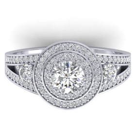 1.50 ctw Certified VS/SI Diamond Art Deco 3 Stone Ring 14k White Gold