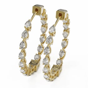 4.48 ctw Pear Cut Diamond Designer Earrings 18K Yellow Gold