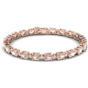 21.2 ctw Morganite & VS/SI Diamond Eternity Bracelet 10k Rose Gold