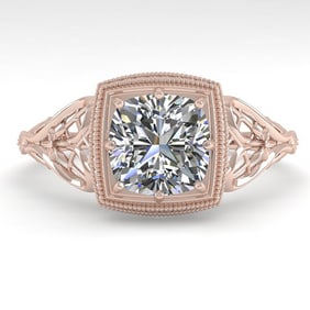 1.0 ctw Certified VS/SI Cushion Diamond Engagment Ring 18k Rose Gold