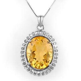 12.0 ctw Citrine Necklace 10k White Gold