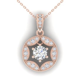1.5 ctw VS/SI Diamond Art Deco Stud Necklace 14k Rose Gold