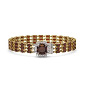 25.08 ctw Garnet & Diamond Bracelet 14K Yellow Gold