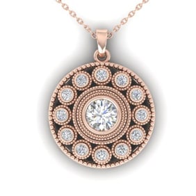0.91 ctw Certified VS/SI Diamond Art Deco Necklace 14k Rose Gold