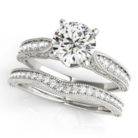 1.41 ctw Certified VS/SI Diamond 2pc Wedding Set Antique 14k White Gold