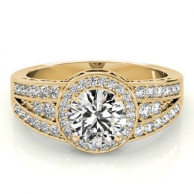 1.5 ctw Certified VS/SI Diamond Halo Ring 18k Yellow Gold