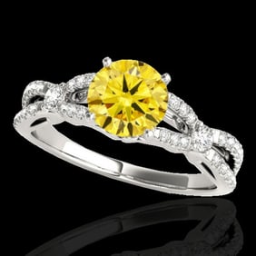 1.35 ctw Certified SI/I Fancy Intense Yellow Diamond Ring 10k White Gold