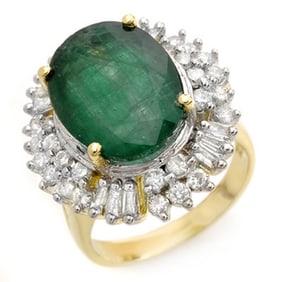 11.75 ctw Emerald & Diamond Ring 14k Yellow Gold