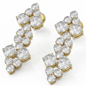 4 ctw Cushion Cut Diamond Designer Earrings 18K Yellow Gold