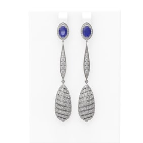 6.68 ctw Sapphire & Diamond Earrings 18K White Gold