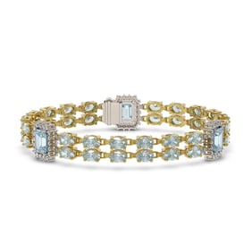 15.45 ctw Aquamarine & Diamond Bracelet 14K Yellow Gold