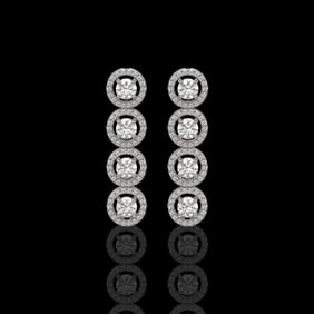 3.84 ctw Diamond Micro Pave Earrings 18K White Gold