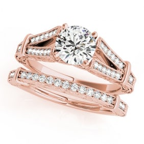 1.41 ctw Certified VS/SI Diamond 2pc Wedding Set Antique 14k Rose Gold