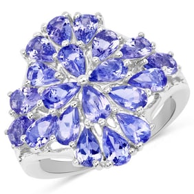 4.20 CT Genuine Tanzanite 14K White Gold Ring