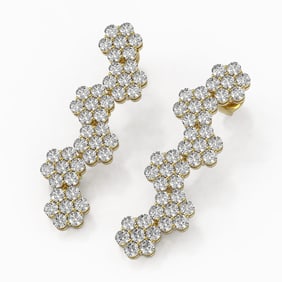 6 ctw Diamond Designer Earrings 18K Yellow Gold