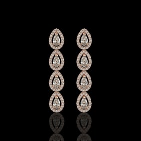 3.84 ctw Pear Cut Diamond Micro Pave Earrings 18K Rose Gold