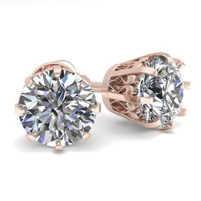 2.03 ctw VS/SI Diamond Stud Earrings Vintage 18k Rose Gold