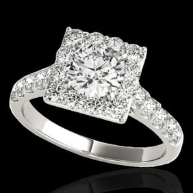 2.5 ctw Certified Diamond Solitaire Halo Ring 10k White Gold