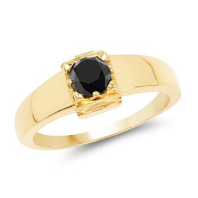 0.50 CT Genuine Black Diamond 14K White Gold Ring