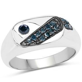 0.31 CT Genuine Blue Diamond 14K White Gold Ring