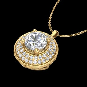 1.25 ctw VS/SI Diamond Solitaire Art Deco Necklace 18k Yellow Gold