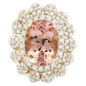 Morganite Diamond Ring 14K Yellow Gold