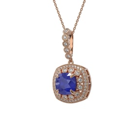 6.58 ctw Sapphire & Diamond Victorian Necklace 14K Rose Gold