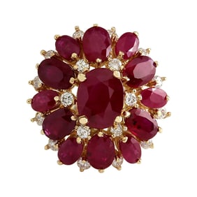 Ruby Diamond Ring 14K Yellow Gold