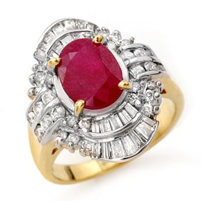 4.58 ctw Ruby & Diamond Ring 14k Yellow Gold