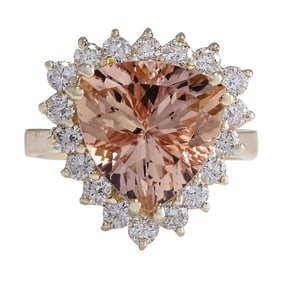 Natural Morganite 18K Yellow Gold Diamond Ring