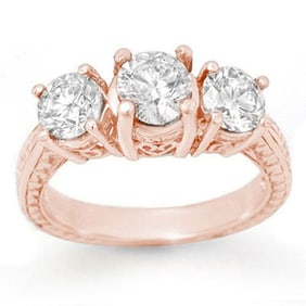 1.50 ctw Certified VS/SI Diamond 3 Stone Ring 14k Rose Gold