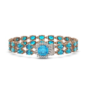 17.67 ctw Swiss Topaz & Diamond Bracelet 14K Rose Gold