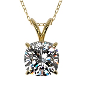 1.25 ctw Certified VS/SI Quality Cushion Diamond Necklace 10k Yellow Gold