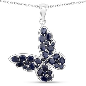 4.36 CT Genuine Blue Sapphire 14K White Gold Pendant