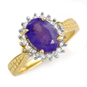 2.75 ctw Tanzanite & Diamond Ring 18k Yellow Gold