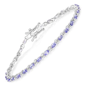 2.48 CT Genuine Tanzanite 14K White Gold Bracelet