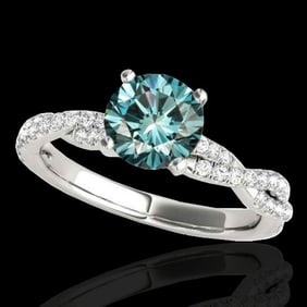 1.25 ctw SI Certified Fancy Blue Diamond Solitaire Ring 10k White Gold