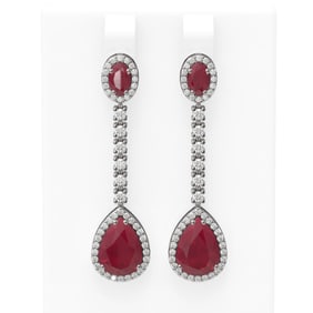 9.91 ctw Ruby & Diamond Earrings 18K White Gold