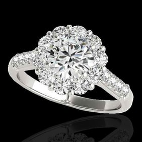 2.75 ctw Certified Diamond Solitaire Halo Ring 10k White Gold