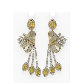 17.85 ctw Canary Citrine & Diamond Earrings 18K Yellow Gold